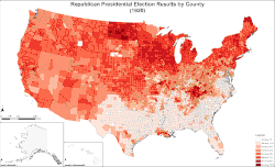 Map of Republican presidential election results by county