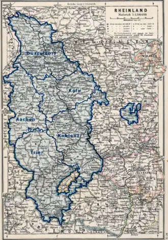 Historical map of the Rhineland, 1905