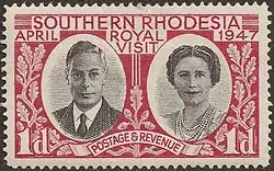 A postage stamp commemorating the royal visit of 1947
