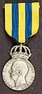 Medal in silver (obverse). Picture of Gustaf VI Adolf.