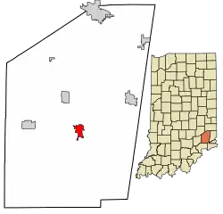 Location of Versailles in Ripley County, Indiana.