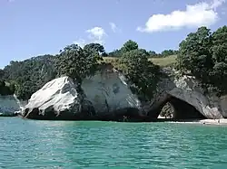 View towards Cathedral Cove from the sea