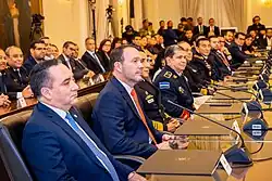 Seated members of Nayib Bukele's cabinet