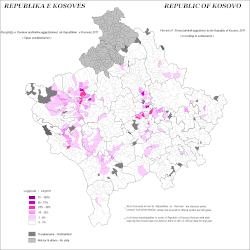 Distribution of Roma, Ashkali and Egyptians in Kosovo by settlements