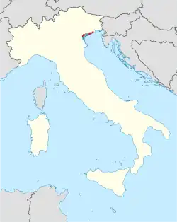 Map of the territory of the Patriarchate of Venice in Italy