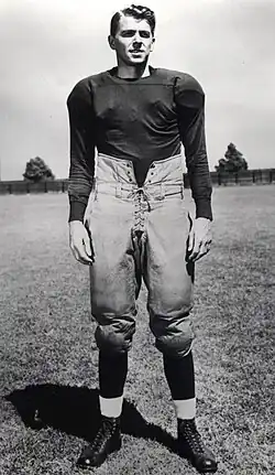 Photograph of Reagan in football gear