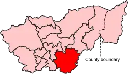 Map showing the location of the Rother Valley constituency in South Yorkshire under the boundaries created by the 2023 boundary review and first used at the 2024 general election.