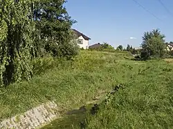 Jeziorki Ditch in Józefosław, near Cyraneczki Street, view from the southeast