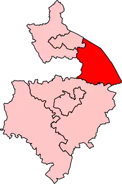 Map showing the location of the Rugby constituency in Warwickshire under the boundaries created by the 2023 boundary review and first used at the 2024 general election.