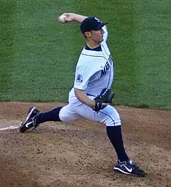 Ryan Feierabend pitching for the Seattle Mariners in 2007