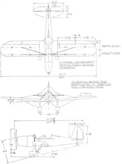 3-view line drawing of the Ryan ST-A