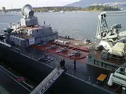 A close view of the S-300PMU Favorit SAM tubes on the mid deck, Vancouver.