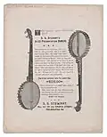 1883 Advertisement: S. S. Stewart's Presentation Banjo, in Horace Weston's "Seek No Further March" sheet music.