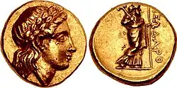 Coinage of Pixodaros, circa 341/0 to 336/5 BCE. Obv: Head of Apollo, wearing laurel wreath. Rev: Zeus Labraundos standing right; Legend ΠIΞOΔAPOY, "Pixodaros".