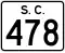 South Carolina Highway 478 Temporary marker