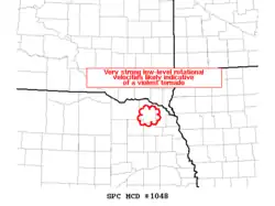 SPC Mesoscale Discussion #1048: Coleridge, Nebraska EF3 tornado