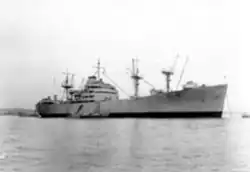 Black and white photograph of the ship