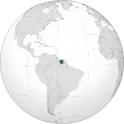 Map showing Suriname