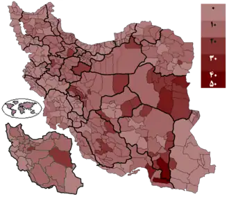 Votes received by Jalili per districts