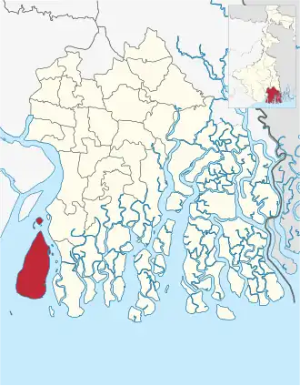 Location of Sagar community development block in South 24 Parganas district