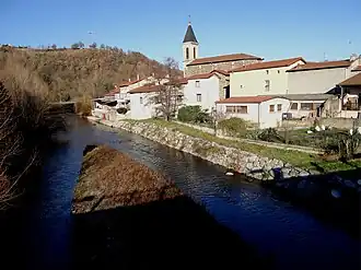 The village seen from the bridge on the Gier
