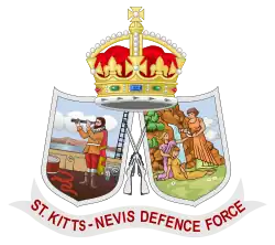 The emblem of Saint Kitts and Nevis Defence Force featuring the Tudor Crown
