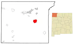 Location of Huerfano, New Mexico