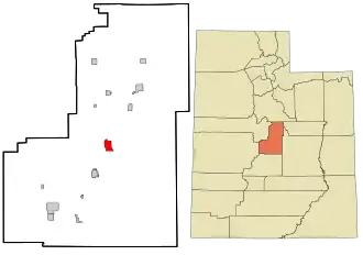 Location in Sanpete County and the state of Utah.