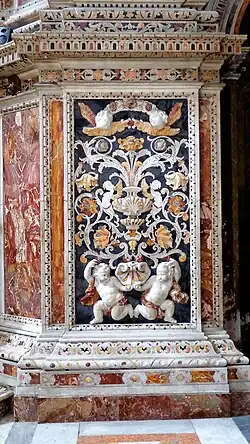 Baroque marble inlayed rinceaux in the Santa Caterina, Palermo, unknown architect of craftsman, 17th century
