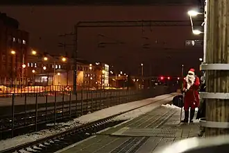 Santa on a platform in Finland