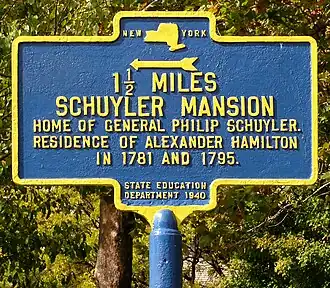 New York State historical marker, erected in 1940.