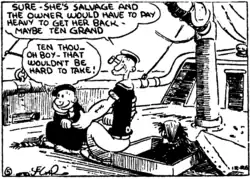 Comic strip panel showing the Sea Hag character in her first appearance