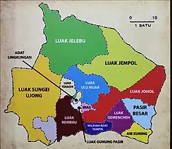 Luak of Jelebu relative to other luaks in Negeri Sembilan