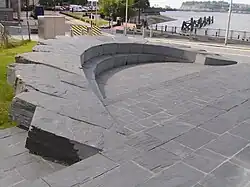 Semicircular slate bench-type seating