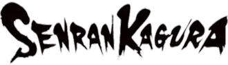 "Senran Kagura" written in stylized black letters