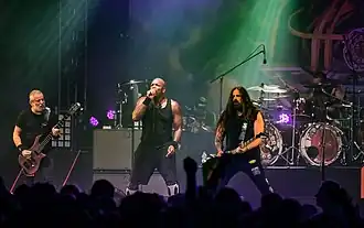 Sepultura at Wacken Open Air in 2018. From left to right: Paulo Jr., Derrick Green, Andreas Kisser, Eloy Casagrande