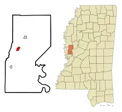 Location within Sharkey County and Mississippi