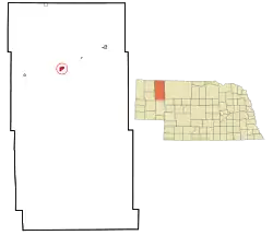Location of Rushville within county and state