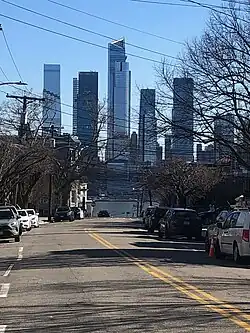 Hudson Yards in Manhattan seen looking down Shippen Street