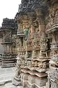Shrine wall relief carvings in Kalleshwara temple, Hire Hadagali
