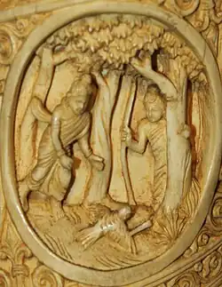 Siddhartha and Devadutta with a wounded bird