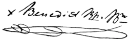 Signature of Bishop Benedict J. Fenwick