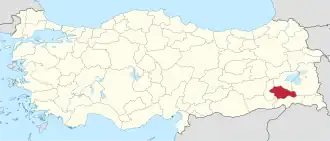 Location of Siirt Province in Turkey