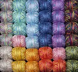 Dyed silk yarns