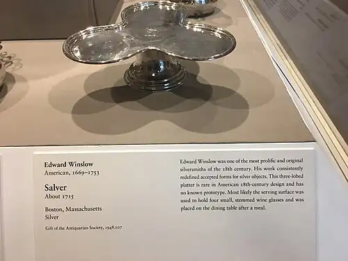Silver Salver, Made by Edward Winslow, c. 1715
