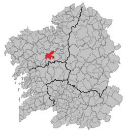 Location of O Pino within Galicia