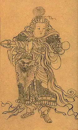 Weituo as portrayed by the Chinese artist Zhao Mengfu during the Yuan dynasty