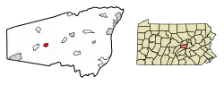 Location of Beavertown in Snyder County, Pennsylvania.