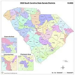 South Carolina is divided into state Senate Districts, following the US 2020 Census.