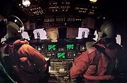 Space Shuttle cockpit view during reentry